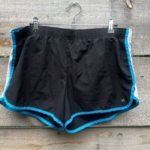 Xersion Women's Black & Blue Elastic Waist Drawstring Athletic Shorts